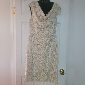 Connected Apparel Cream Lace Midi Dress